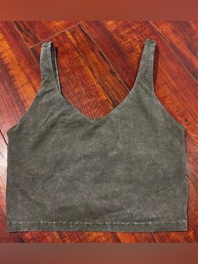 Offline by Aerie Recharge Real Low Key Longline Sport Bra-acid wash Olive Sz M